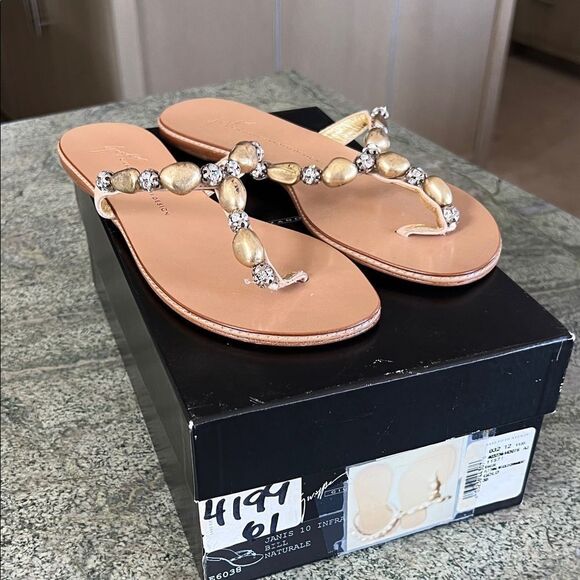 Giuseppe Zanotti Shoes - New Giuseppe Zenotti  Elegant Gold and Tan Women's Sandals 38